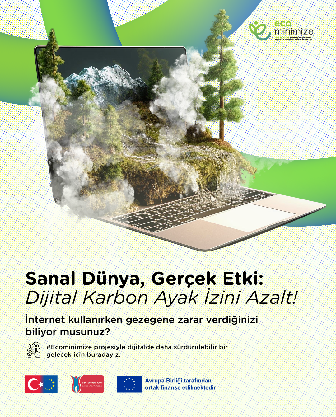Sanal dünya ve dijital karbon ayak izi görseli